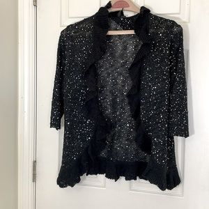 Black Sparkling Frills Cardigan Size Medium